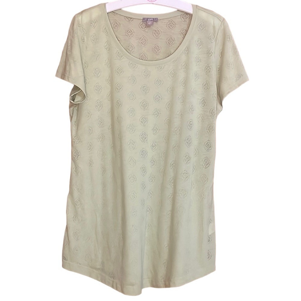 •J.JILL•LIME FLORAL PATTERN DETAIL SHORT SLEEVE TEE SIZE MEDIUM EUC